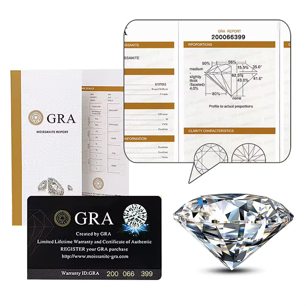 Moissanites certified by GRA - Guarantee its authenticity and lifetime warranty