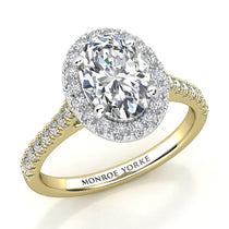 Laurel - Oval Cut Lab Grown Diamond Halo Engagement Ring. 2.00 Carats TDW - Monroe Yorke Diamonds