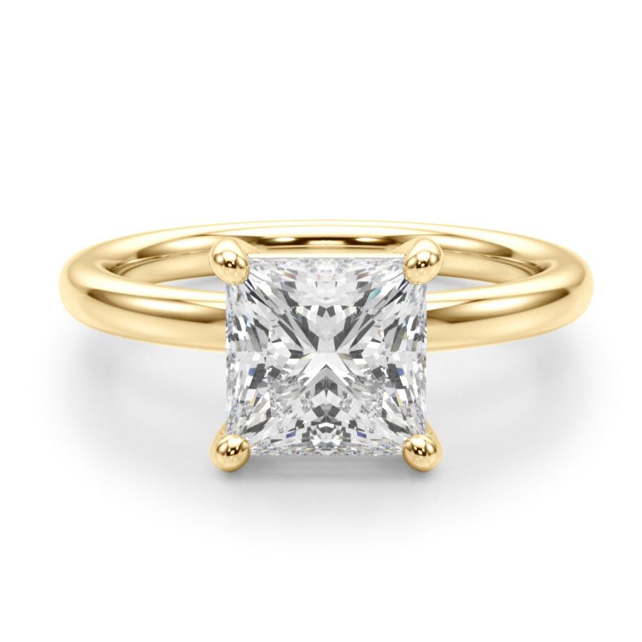 Melody - 3 carat princess cut diamond solitaire ring in all gold