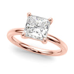 Melody - 3 carat princess cut diamond solitaire ring in all rose gold