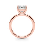 Melody - Side view. 3 carat princess cut diamond solitaire ring in all rose gold