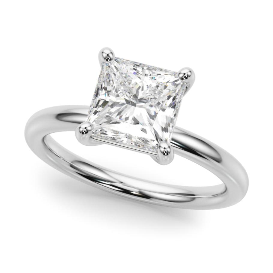 Melody - 3 carat princess cut diamond solitaire ring in all white gold or platinum