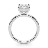 Melody - Side view. 3 carat princess cut diamond solitaire ring in all white gold or platinum