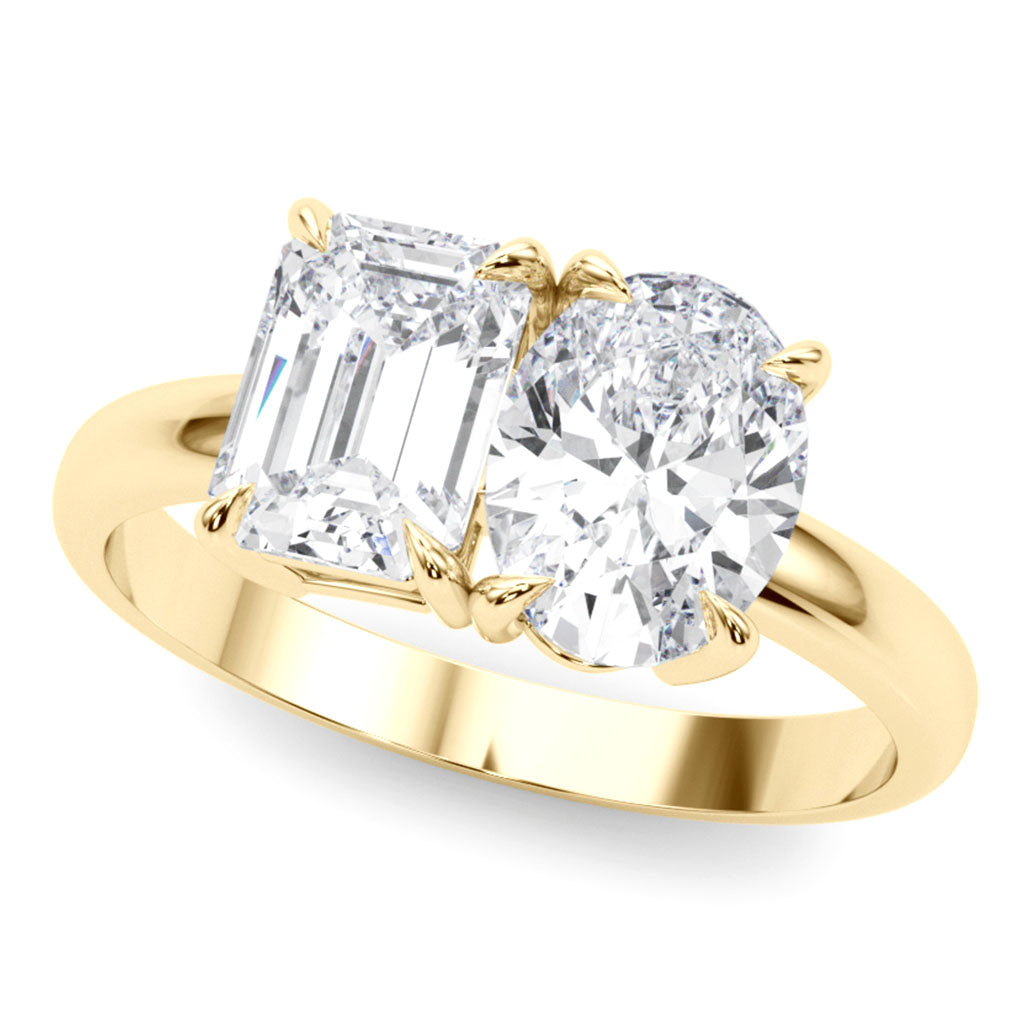 Renata – Toi et Moi lab grown diamond engagement ring in 18ct Gold. Oval and emerald cut lab grown diamonds. 