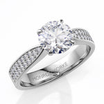 Sophia - round lab created diamond engagement ring with pave set diamonds on the band 