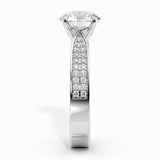 Sophia Lab-Grown Diamond Engagement Ring – Round Brilliant Cut with Pave-Set Band in Yellow, Rose, White Gold, or Platinum