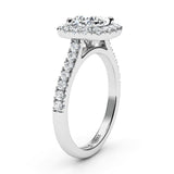 Eternal Summer: Diamond Halo Engagement Ring with 1.50ct Cushion-Cut Lab-Grown Diamond