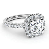 Eternal Summer: Diamond Halo Engagement Ring with 1.50ct Cushion-Cut Lab-Grown Diamond